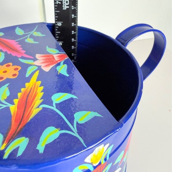 Jaipur In Bloom Floral Blue Metal Watering Can Garden Hand Painted Decorative - Picture 9 of 15